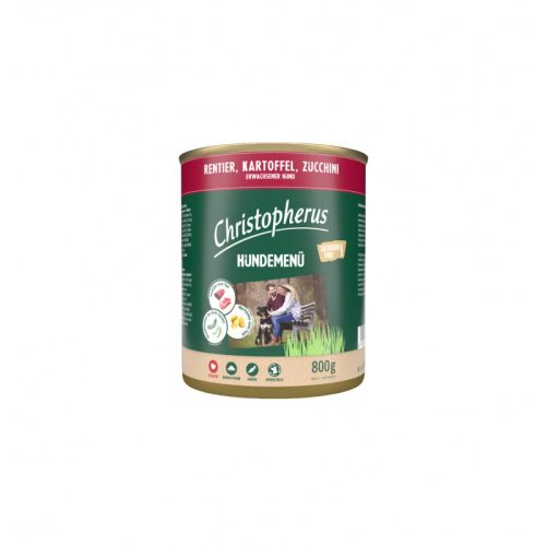 Christopherus Dog konzerv menü rénszarvas, burgonya, cukkini 400g