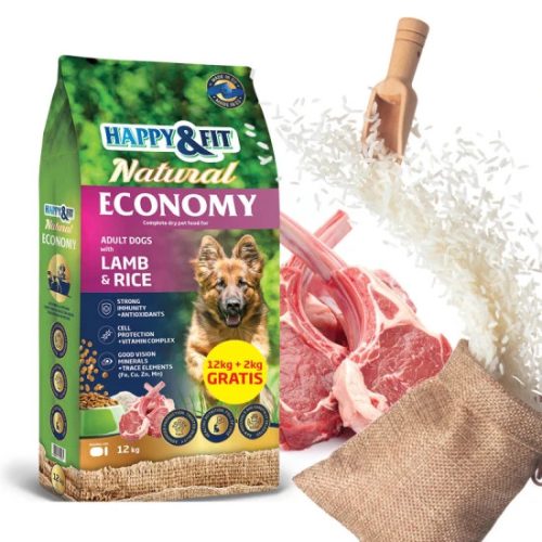 Happy&Fit Economy Adult Báránnyal és Rizzsel 12+2kg