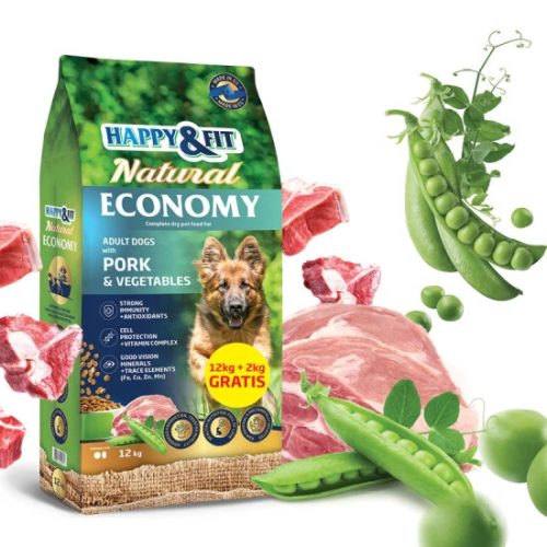 Happy&Fit Natural Economy Adult with Pork and Vegetables 12+2kg