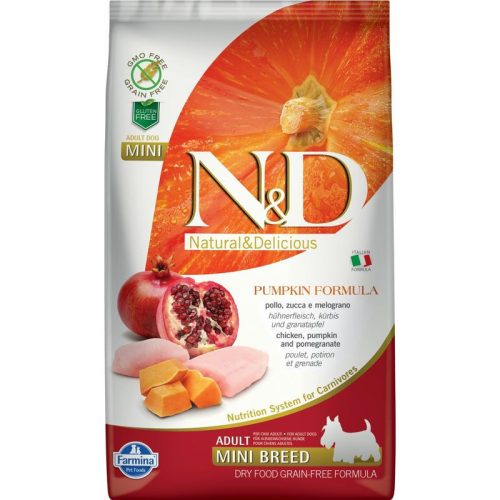 N&D Dog Grain Free csirke & gránátalma sütőtökkel adult mini 2,5kg