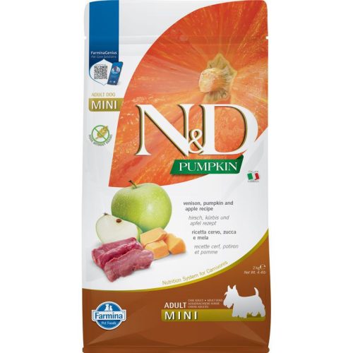 N&D Pumpkin Dog szarvas&sütőtök,alma adult mini 2kg