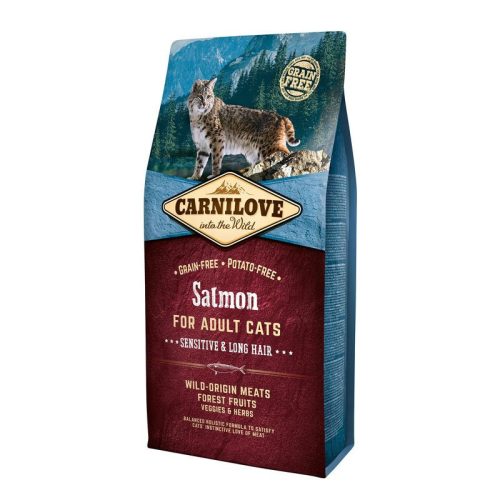 Carnilove Cat Adult Salmon Sensitive & Long Hair-  Lazac Hússal 6kg