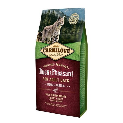 Carnilove Cat Adult Duck & Pheasant Hairball Control - Kacsa és Fácán Hússal 6kg