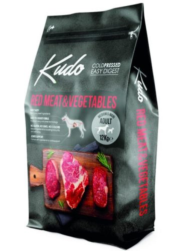 Kudo Low Grain Adult Red Meat/Vegetable Medium/Maxi száraz kutyatáp vörös hús, zöldség 12kg + 3kg