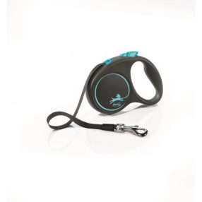   Flexi Black Design szalagos automata póráz S 5m 15kg-ig kék