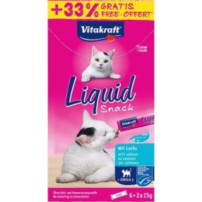   Vitakraft Macska Folyékony Jutalomfalat Omega-3 & Lazaccal 6x15g + 33% ajándék
