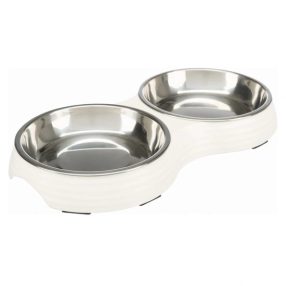  Trixie Tál Fém/Melamin Macskának 0,9L/23cm 2x0,2 l/ 13 cm/27x3x4cm Fehér