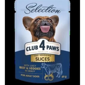   Club 4 Paws Premium Plusz Alutasakos Válogatás Marhahússal és Zöldséggel zselében 85g