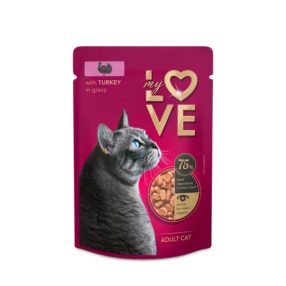   My Love teljes értékű, szaftos alutasak felnőtt macskáknak Pulykával 85g