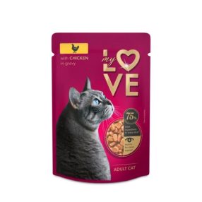   My Love teljes értékű,  szaftos alutasak felnőtt macskáknak Csirkével 85g