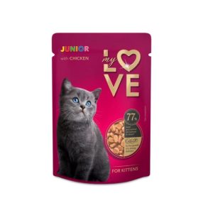   My Love teljes értékű, szaftos alutasak kismacskák számára Csirkével 85g