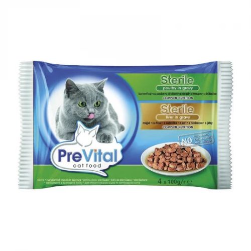 Prevital Alutasakos Macskaeledel Steril Máj-Baromfi 4x100g Multipack