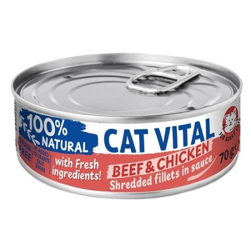 Cat Vital konzerv marha és csirkefilé falatok felnőtt macskáknak szószban 70g