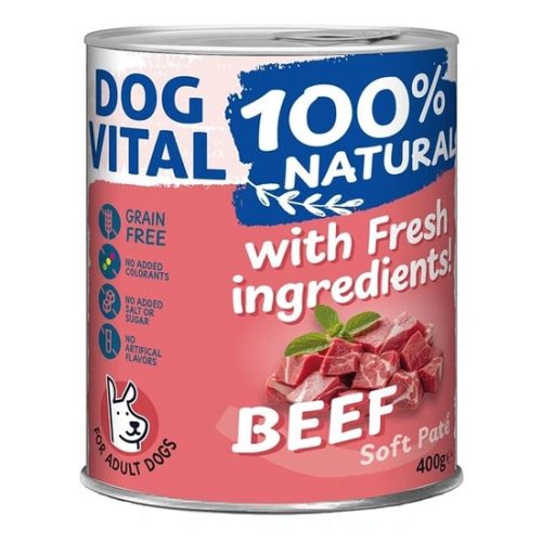 Dog Vital konzerv 100% Natural Soft Paté Beef - marha 400g