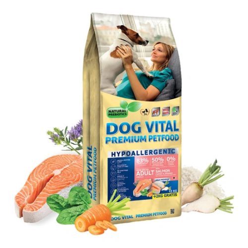 Dog Vital Hipoallergén Adult Mini Salmon,carrot&spinach 12+2kg grátisz