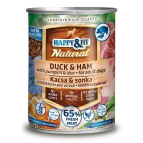   Happy&Fit Natural Dog Konzerv Kacsa&Sonka Sütőtökkel&Aloe Verával 400g
