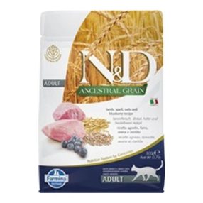   N&D Cat Ancestral Grain bárány, tönköly, zab & áfonya adult 300g