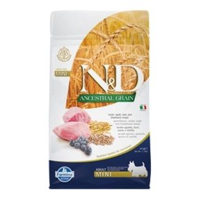   N&D Dog Ancestral Grain bárány, tönköly, zab & áfonya adult mini 800g