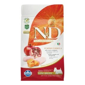   N&D Dog Grain Free csirke & gránátalma sütőtökkel adult mini 800g