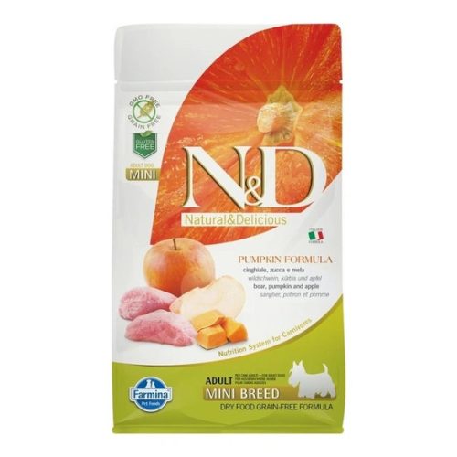 N&D Dog Grain Free vaddisznó & alma sütőtökkel adult mini 800g