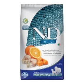   N&D Dog Ocean tőkehal, sütőtök & narancs adult medium/maxi 2,5kg