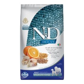   N&D Dog Ocean tőkehal, tönköly, zab & narancs adult medium & maxi 2,5kg