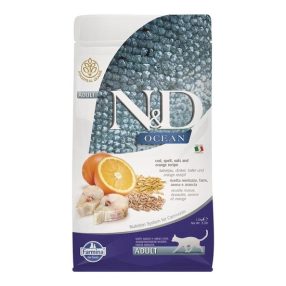 N&D Cat Ocean tőkehal, tönköly, zab & narancs adult 1,5kg