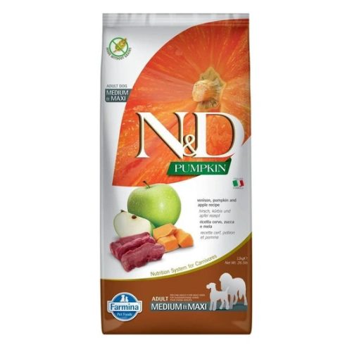 N&D Pumpkin Dog szarvas & sütőtök,alma adult medium & maxi 12kg