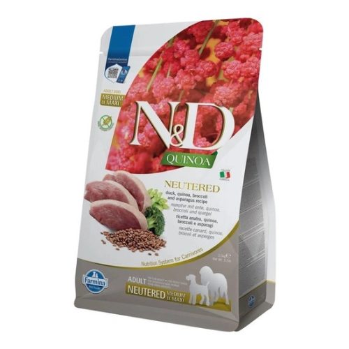 N&D Quinoa Dog Kacsa,brokkoli & spárga adult neutered medium & maxi 2,5kg