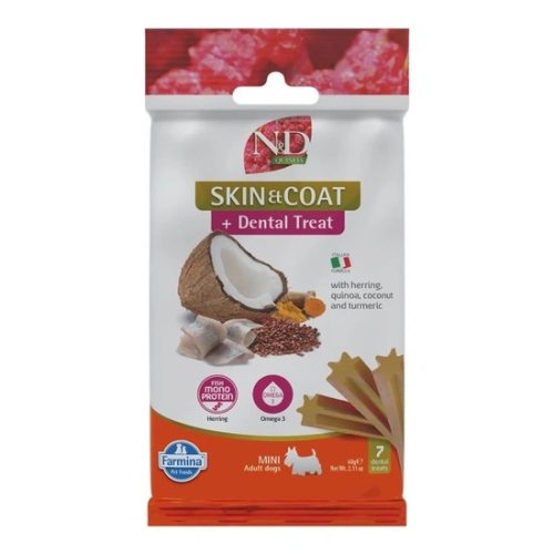 N&D Quinoa Dog Jutalomfalat Skin&coat Herring Adult Mini 60g