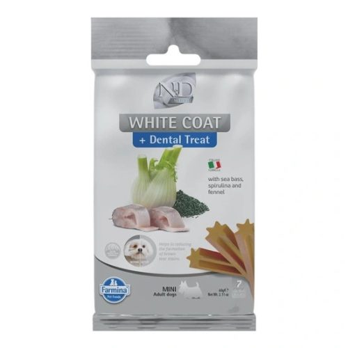 N&D White Dog Dental Jutalomfalat Sea bass,fennel,rice&spirulina Adult Mini 60g