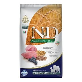   N&D Dog Ancestral Grain bárány, tönköly, zab & áfonya adult medium & maxi 12kg