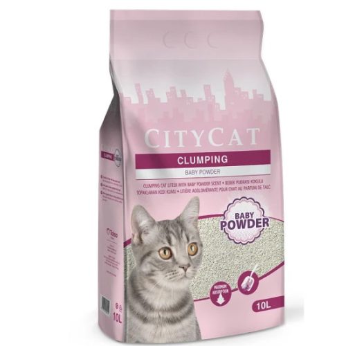 Citycat csomósodó macskaalom fehér Baby Powder (bentonit) 10l (8,64kg)