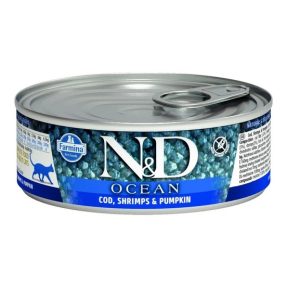   N&D Cat Ocean konzerv tőkehal & garnélarák sütőtökkel 70g