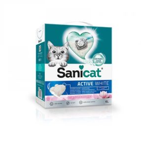   Sanicat macskaalom Active White Lotus Flower ultra csomósodó fehér bentonit 6l