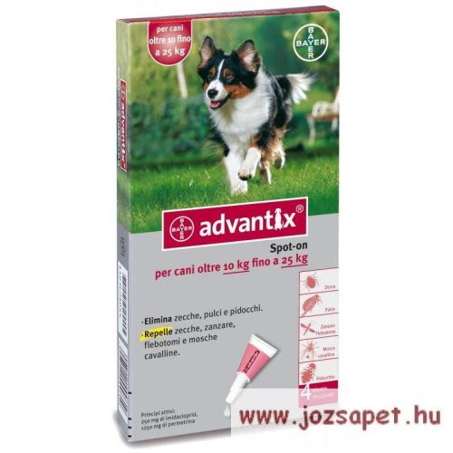 Advantix Spot-On 10-25kg közötti kutya számára 2,5ml*4 pipetta