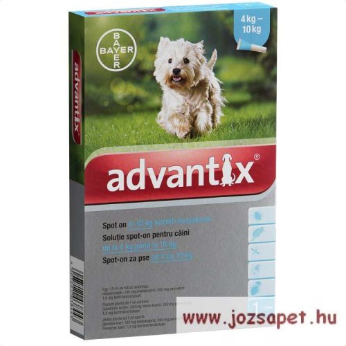 Advantix Spot-On 4-10kg közötti kutya számára 1ml*4 pipetta