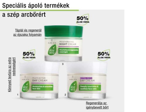Aloe vera arcápoló szett (nappali krém, éjszakai krém, szemkörnyékápoló)