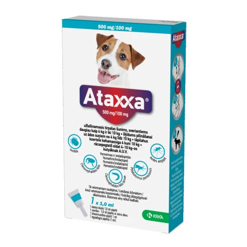 Ataxxa 500 mg / 100 mg rácsepegtető oldat kutyáknak (4–10 kg)