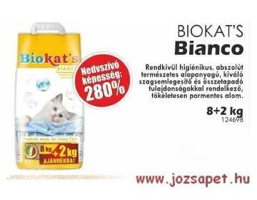 Biokat's Bianco Macskaalom 10kg--280%-os nedvességmegkötő képesség!