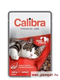 Calibra Cat Premium Adult Chicken & Beef 100g alutasakos macskaeledel