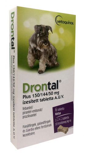 Drontal Plus kutya féregtelenítő 150/144/50 mg ízesített tabletta 6db