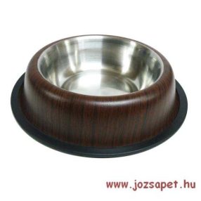   Fém etetőtál csúszásmentes gumiperemmel, fa mintával 20cm