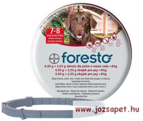 Foresto bolha és kullancs nyakörv 70cm 8kg feletti kutya számára