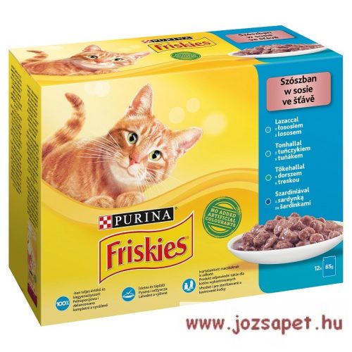 Friskies Cat alutasak 12x85g Szószban Lazaccal/Tonhallal/Szardíniával/Tőkehallal