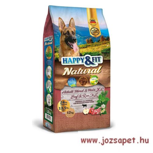 Happy&Fit Natural Rind&Reis XL kutyatáp 12kg
