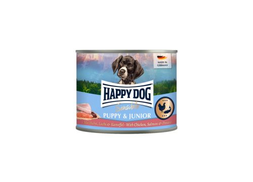 Happy Dog Supreme Sensible Puppy & Junior – Lazac, rizs (nedves eledel) 200g