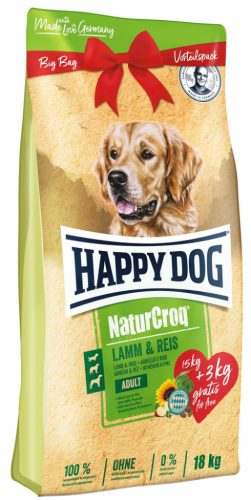  Happy Dog Natur-Croq Lamm & Reis  bárányhúsos-rizses kutyatáp  15kg + 3kg