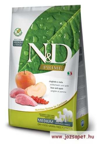 N&D Dog Prime Grain Free Vaddisznó és Alma Medium&Maxi Adult 2,5kg