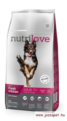 	 Nutrilove Adult Medium kutyatáp 8kg közepes testű kutyának